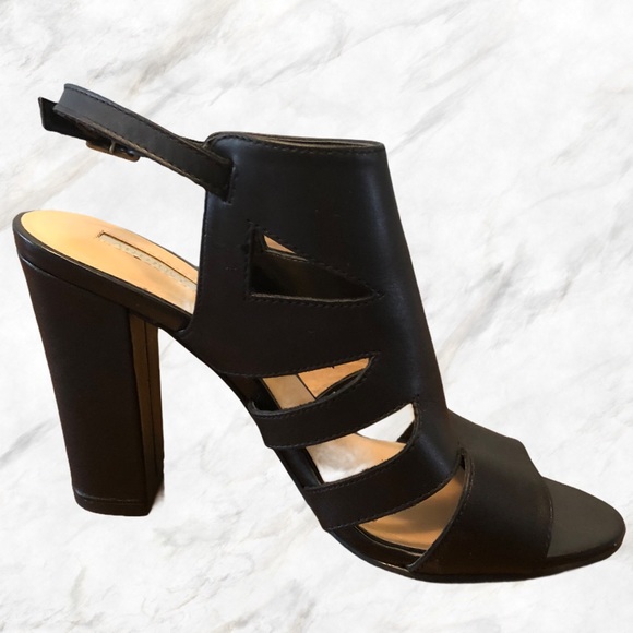 Audrey Brooke Shoes - Audrey Brooke Black Leather VIV Block Heel